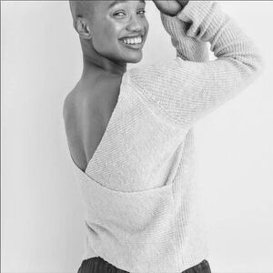 Aerie Ribbed Knit Crossover Ballet Back Sweater Small S